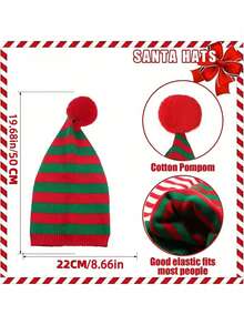 1 件针织圣诞圣诞老人帽，红色和绿色钩针圣诞帽，男女通用圣诞派对针织帽，圣诞礼物温暖，万圣节