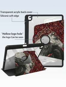 1 Piece Double-Sided High-Definition Printed Horse Pattern Tablet Case, Suitable For IPad 10/9/11 2025, Transparent Acrylic Back Cover, Wear-Resistant And Drop-Proof, Automatic Wake/Sleep, Multi-Angle Support With Pen Slot, An Essential Protective Case For Office And Study, Non-Magnetic. - Multicolor - View 3
