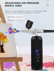 1pc Rechargeable 1000mAh Mini Air Compressor Kit Air Brush Spray Gun For Face Beauty Nano Fog Mist Sprayer Professional Airbrush Kit, Dual-Action Spray Gun For Makeup, Nail Art, Model Painting & Cake Decorating