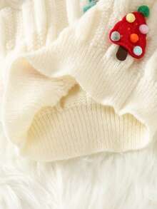 Suéter natalino infantil, blusa de manga comprida com estampa natalina 3D, ideal para meninas, primavera/outono. - Branco - Ver 3