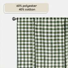 Achim Home Decor - Par de Cortinas de Ventana fruncidas a Cuadros, 72 Pulgadas de Ancho, 63 Pulgadas de Largo, Cuadros es y Blancos, Cortinas de Campo filtrantes de luz para recámara, Sala de(Sage & Ivory 106.7An x 160Al cm (1 Paneles)) - Multicolor - Ver 3