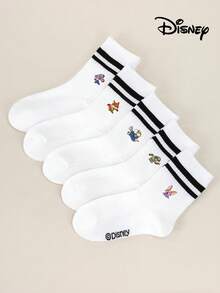 Disney Random 1/5 Pairs Children's Cartoon Cute Rabbit Officer Print Parallel Bar Student Socks Daily Casual Short Tube Socks Versatile - Multicolor - View 1