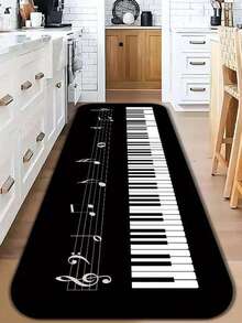 1件装钢琴键盘音乐符号长地毯，文艺音乐风格走廊地垫，音乐爱好者的家居装饰长地毯，走廊艺术地垫，家居装饰长地毯，家居装饰地毯，走廊地毯，充满艺术和历史韵味的背景地毯，长地毯，浴室地垫，床边沙发地垫，厨房地垫，可机洗室内装饰地毯，适用于浴室、浴缸、走廊、阳台、卧室、入口处。 - 彩色 - 查看 1
