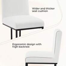 Chummaven Modern Kitchen Dining Chairs Set Of 2 Kitchen Dining Chair In Linen, High Back Design And Metal Legs Suitable For Restaurants And Kitchens, White - White - View 4