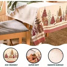 - Mantel de Navidad rectangular de 152.4x 259.08, para decoracin de interiores, tela de algodn rojo, rectangular, funda de mesa blanca estilo granja para decoracin rstica para - 213.4 x 152.4 cm (Rectangular) + Rojo - Ver 4