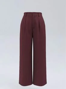 Quần tây ống đứng cạp cao kiểu vintage SMILE CHIC PETITE dành cho học sinh, chất liệu nhẹ, thoáng khí, dáng rộng, ôm sát, phù hợp cho đi làm mùa xuân/hè hoặc mặc hàng ngày mùa thu. - Đỏ - Xem 6