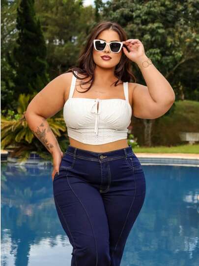 Calça Jeans Feminina Flare Plus Size Com Lycra Retrô moda Blogueira