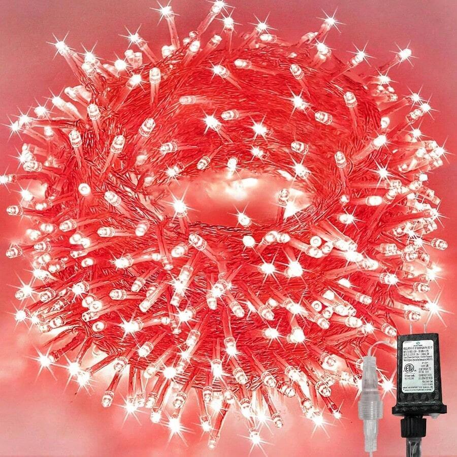 240LED 88Ft Connectable String Lights Indoor Outdoor Wire Warm White Lights Twinkle Fairy In With Timer Bedroom Classroom Wedding Tree Patio Decor - Red + 240LED - View 1