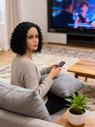 1pc European And American Women, Fashionable African Small And Short Curly Hair, Adult Women, African American Women, Fashion Enthusiasts, Working Women, Bloggers, Internet Celebrities, Party Experts, Photography Experts, Live-Streaming Creators, Social Media Influencers, People With Hair Loss, Chemotherapy Patients,