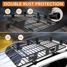 Portaequipajes de techo resistente de 162 x 99 cm con bolsa impermeable para techo de coche, apto para todo tipo de clima, capacidad de 90 kg, cesta portaequipajes para SUV, caravana y furgoneta - Negro - Ver 7