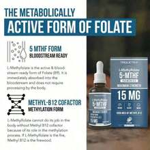 TRIQUE TRA Active 5-MTHF + Methyl B12 Complex 15mg L-Methylfolate & 1000mcg B12 Fast-Absorbing Folate Formula Supports Brain, Heart, Mood & Pregnancy Health Berry Flavor Liquid Dietary Supplement[1PCS] - 1 CÁI - Xem 7
