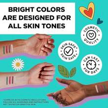 TYUI BIC BodyMark Party Pack Temporary Tattoo Marker For Skin Premium Brush Tip Gifts For Teens 4 Count Pack - Xanh hồng tím trắng - Xem 3