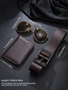3pcs Fashion Casual Stylish Business Men's Belt Set + Glasses + Wallet, Suitable For Daily Outings, Great For Graduation, Thanksgiving, Father's Day, Birthday, Christmas Gifts - Multicolor - View 7