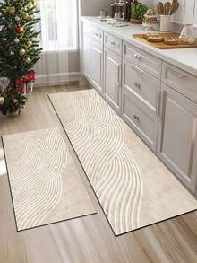 [HOT!!!] 1pc Soft Rubber Kitchen Mat, 3.5mm Thick Kitchen Rug, Beige Striped Texture Pattern, Simple & Fashionable Style, Water-Absorbent Kitchen Mat, Can Be Trimmed To Fit Kitchen, Surface Fabric, Middle Sponge Layer, Bottom Rubber Layer, Suitable For Kitchen Rugs, Kitchen Decor, Wedding Decor, Home Decor, Bathroom Mats, Entryway Mats, Laundry Room Mats, Hallway Rugs, Living Room Mats, Etc. - Multicolor - View 9