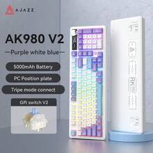 AJAZZ AK980 V2 三模式热插拔无线机械键盘,1.14 英寸彩色屏幕 + 音量旋钮,98 键布局,带底光的密封结构,RGB 可自定义机械键盘 - 包含拔键器和可拆卸线缆 - 官方配置 - AJAZZ 官方正品 - 查看 14