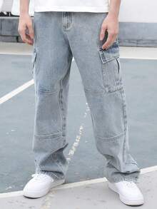 Logeqi® Jeans Vaqueros Azules Lavados De Moda Para Hombre - Azul - Ver 14