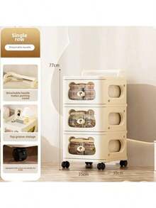 3/4/5 Tier Toy Storage Organizer For Kids - Large Capacity Toy Storage Cabinet With Drawers & Wheels, Boys Girls Toy Shelf Bookshelf With Storage For Nursery, Playroom, Bedroom (Beige) - Beige - View 18