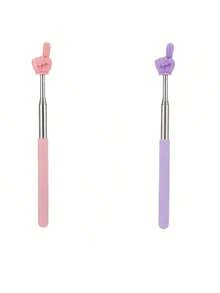 1/2Pcs Telescopic Teachers Pointer, Extendable Hand Pointer Finger Pointer Stick, Mini Retractable Classroom Pointer For Elementary School Kindergarten Teacher, Classroom Supplies (Black)