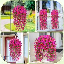 4 Pieces Of Artificial Spring Wedding Hanging Flowers, Spring And Autumn Artificial Flowers, Plastic Decorative Flowers, Garden, Wedding Decoration, Very Suitable For Weddings And Other - Mixed Fuchsia rose red - 查看 6