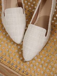 Wide Fit Women's Pointed Toe Low Heel Slip-On Flat Shoes, Brown Color, Casual Everyday Wear, Lightweight & Comfortable, Spring/Summer, Imported Plus Size 36-43, Random Pattern - White Mig - View 8