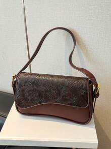 Vintage Floral Pattern Patchwork Women Crossbody Shoulder Bag - Coffee - View 5