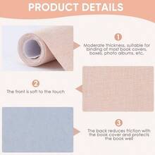 51x 11.8 Linen Book Cloth Pink Book Binding A4 - A8 Fabric Surface Paper Backed Bookcover Album Scrapbooking Archival Covering Protector Bookcloth Bookbinding Supplies - 裸粉色 - 查看 6