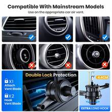 TOPK Magnetic Car Mount, Magnetic Phone Holder For Car With Powerful Magnetism, Upgraded Metal Hook Vent Clip, Single-Hand Operation, Compatible With IPhone 15 14 13 12 Pro Max Plus. - B - View 2
