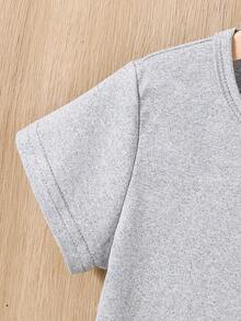 男童太阳系行星图案印花短袖T恤,夏季款 - 灰色 - 查看 6