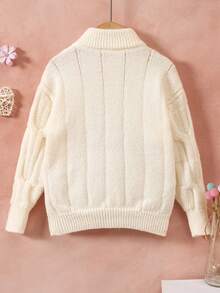 Suéter natalino infantil, blusa de manga comprida com estampa natalina 3D, ideal para meninas, primavera/outono. - Branco - Ver 2