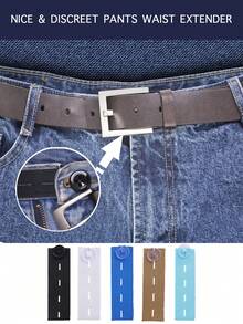 6pcs Adjustable Waistband Extender Buckle, Elastic Button Extenders,Premium Button Extender,Maternity And Overweight Men's Pants Extender,For Loose Pants,Jeans, Trousers, Skirt,Dress,Practical Sewing Tool(Black,White,Blue,Dark Blue,Light Blue) - Multicolor - View 9
