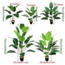 4/1件 65-115厘米 热带仿真植物，大型仿真香蕉树，塑料天堂鸟植物枝条，超大棕榈叶，适用于家居、花园、室内办公室装饰，不含花盆，可用于房间装饰、婚礼装饰、家居装饰、卧室装饰 - 彩色 - 查看 3