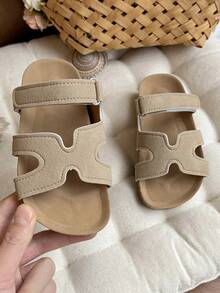 1双卡其色儿童运动凉鞋，幼儿沙滩鞋，婴儿夏季休闲步行鞋，可爱软底拖鞋 - 卡其色 - 查看 6
