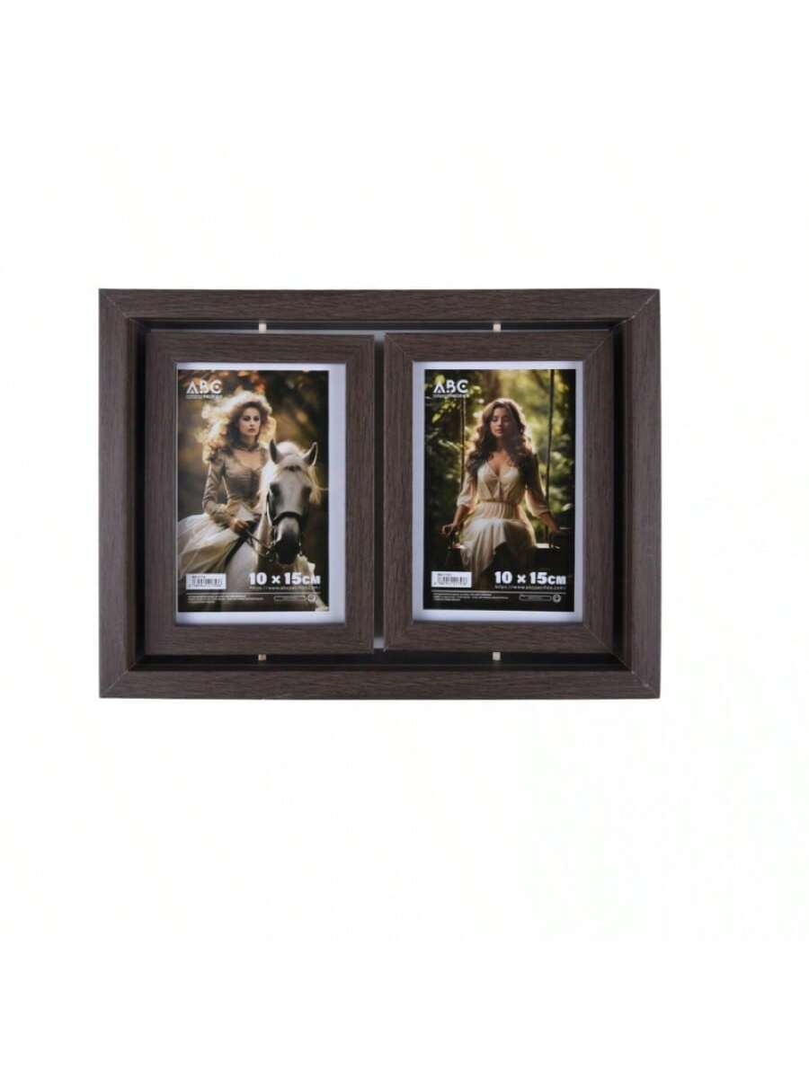 Marco doble giratorio marrón de 10*15 cm (4*6)