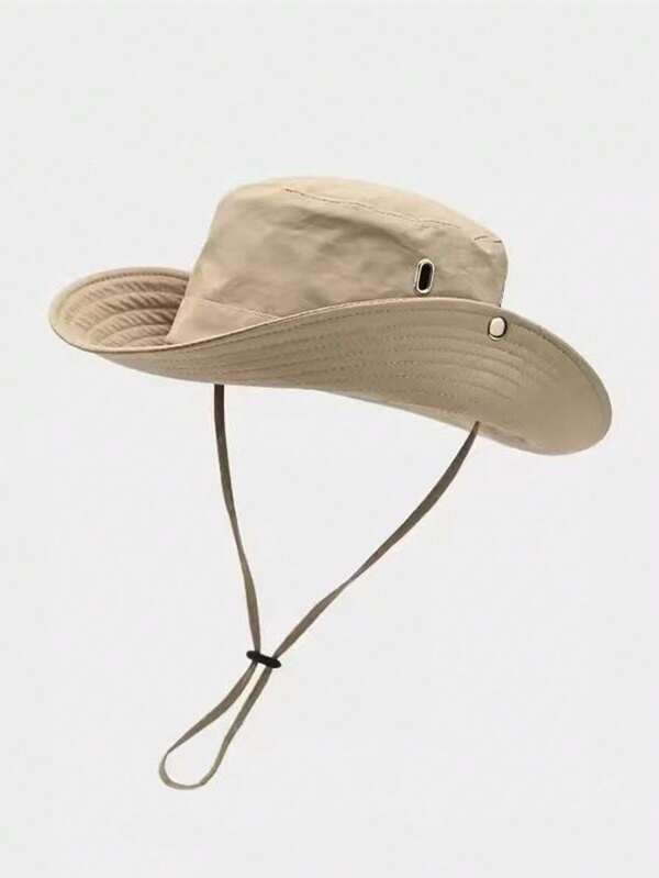 A New Sun Hat With Sun Protection Outdoor Fishing Mountaineering Hat Western Cowboy Hat Men And Women Draw Rope Bucket Hat