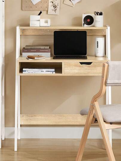 SoBuy FWT63 N, Home Office Tafel Bureau Computer Workstation Storage Shelf view 2