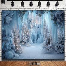 1pc Winter Wonderland Backdrop - Snowy Forest & Icicles Photography Background With Frozen Waterfall   No Electricity Needed  Durable Polyester Fabric For Christmas  Winter Parties  Photo Booths   Home Decor - Indoor/Outdoor Decoration  Winter Wonderland Decorations  Holiday Photo Booth  Snowy Landscape   Easy Setup Banner  2D Flat - Multicolore - Voir 1