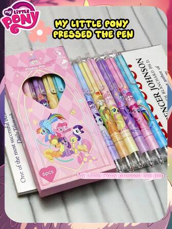  2012 New My Little Pony Stylus Pen, Gel Pen, Cute Cartoon Quick-Drying Practice Pen, Girly Pattern, Premium Appearance, Black Pen Body, Student Pen, Smooth Writing, Best Choice For Holiday Party Decoration And Party Supplies