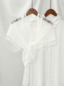 1件女士碎花蕾丝边领巾,适合春夏婚礼、派对、外出就餐等场合,带流苏,可作面纱,适合秋季婚礼、女士服装、情人节配饰。 - 純色 - 查看 30