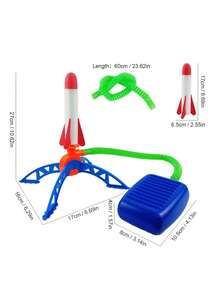 Kids Outdoor Foot-Powered Rocket Launcher Toy Set, Funny Competitive Who Can Launch Higher