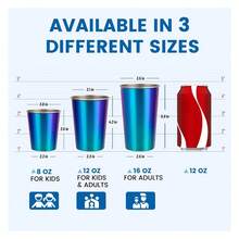 12 Oz Stainless Steel Cups 4 Pack, Stackable Metal Drinking Glasses, Unbreakable & Shatterproof,For Home, Bar, Restaurant, Party, Travel, Camping, Outdoors - 多色397 - 查看 8