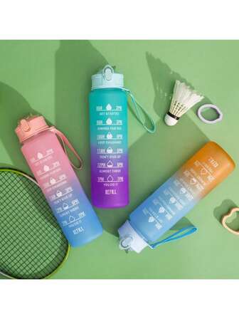 Botella de agua inspiradora - a prueba de fugas, material de PP duradero, ideal para el gimnasio, senderismo, camping - marcadores de objetivo de hidratación - para mayores de 14 años