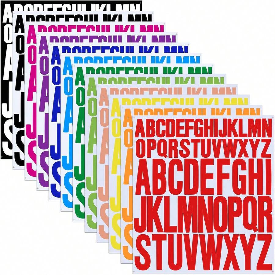 12 Pack Alphabet Stickers - Multicolor Self-Adhesive Vinyl Letters ...