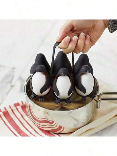 Egguins-Förmiger Eierspender & Eier Aufbewahrung – Eierkocher & Kühlschrank Organizer Für 6 Eier – Perfekt Für Weich- Und Hartgekochte Eier