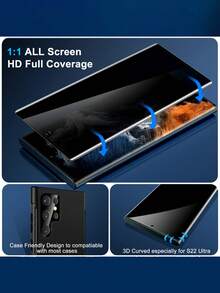 2 piezas Protector de pantalla con desbloqueo por huella digital, a prueba de agua, a prueba de golpes, resistente a los arañazos, antihuellas, fácil instalación, superficie suave, compatible con Samsung Galaxy S25/S25PLUS/S25Ultra/S24/S24Plus/S24Ultra/S23/S22, accesorios para teléfono, compatible con desbloqueo de huella digital ultrasónico - 2 piezas de privacidad - Ver 8