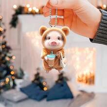 Cute Cartoon Style Pig Shaped Pendant, Overall Soft And Lively: - The Little Pig Wears A Brown Hooded Outfit With Ears, Round Eyes Paired With A Pink Piggy Nose, The Fluffy Texture Looks Especially Soft. - Multicolor - View 6