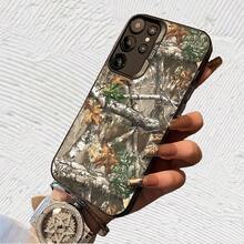 Fondo de camuflaje de árboles con hojas Impresión UV para iPhone 11/12/13/14/15/16 Plus/17 Pro Max (Regalos de Navidad seleccionados, regalos por el Día Nacional, regalos por el Día de la Independencia, regalos de San Valentín, regalos de cumplea - Negro transparente - Ver 4