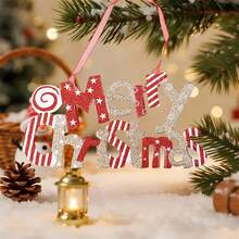 Merry Christmas Welcome Sign Cute Candy Letter Hanging Sign Holiday Wall Plaque For Home, Fall Decor, New Year, Valentine's Day Gifts, Christmas Gift, Classic And Elegant,  , High Repurchase Rate - White - View 1