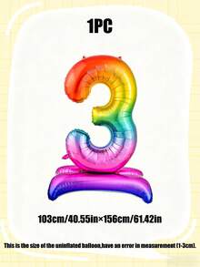 1pc 60-Inch Giant Standing Foil Number Balloon, Gold/Silver/Rainbow Color 0-9 Base Digit Balloons Suitable For Birthday Party, Anniversary, Event, Storefront Display, Family Gathering Decoration - Multicolor - View 29