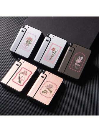 1个优质郁金香花香烟盒，可装10支香烟，创意礼品，带打火机隔层（不含打火机）