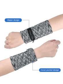 1pc Unisex Sweat-Absorbent Running Wrist Wallet, Zipper Design Wrist Support Band, Suitable For Gym Workout, Jogging, With Zipper Coin/Key Multipurpose Storage Pouch - Multicolor - View 6